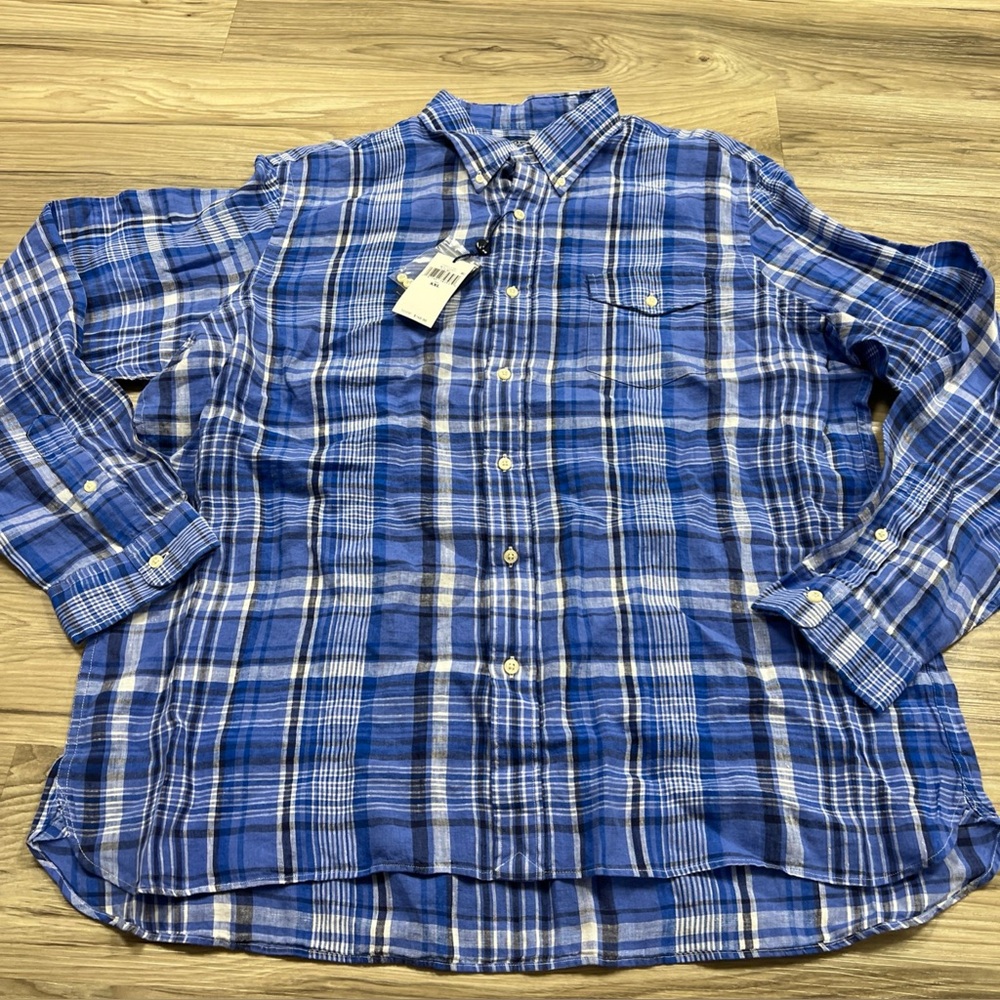 Polo Ralph Lauren Classic Fit Linen Button-Down Plaid Shirt Men's 2XL NWT $168